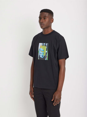 HOMME メンズ 【Outlet】メンズ オーガニックコットン フォトプリント 半袖 Tシャツ ブラック