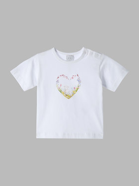 ENFANT ベビー ベビー コットン プリント 半袖 アーティスト Tシャツ "MAZASI" ホワイト