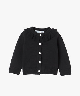 ENFANT ベビー ベビー フリルカラー 長袖 ニット カーディガン ブラック