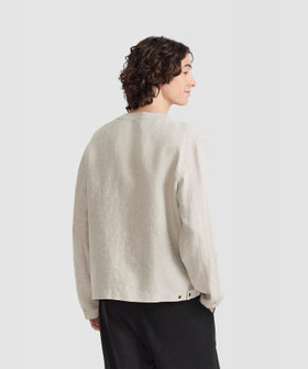 HOMME メンズ メンズ リネン 長袖 シャツ カーディガン グレー