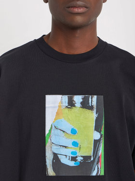 HOMME メンズ 【Outlet】メンズ オーガニックコットン フォトプリント 半袖 Tシャツ ブラック