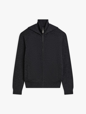HOMME メンズ メンズ カシミヤ ジップフーディ ブルゾン "Bronson" グレー×ブラック