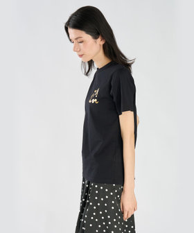 FEMME ウィメンズ 【by R 限定品】agnes b. プリント コットン 半袖 Tシャツ "un coeur d'or !!" ブラック