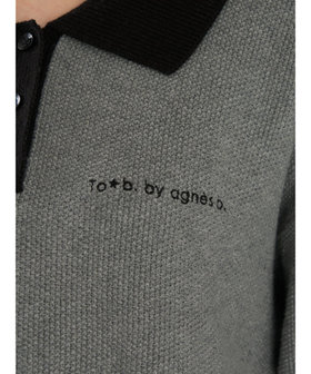 To b. by agnès b. WEBスペシャル ロゴ バイカラー ポロニット ミニワンピース グレー
