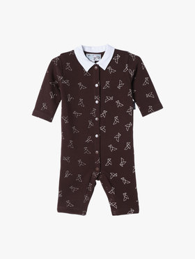 ENFANT ベビー 【Outlet】ベビー プリント コットン 長袖 コンビネゾン ブラウン系その他