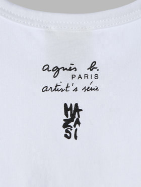 ENFANT ベビー ベビー コットン プリント 半袖 アーティスト Tシャツ "MAZASI" ホワイト