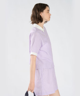 To b. by agnès b. ロゴ プリント ストライプ ハーフスリーブ シャツ パープル系その他