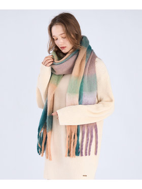 To b. by agnès b. WEB限定 ブロックチェック ストール ブラウン系その他