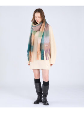 To b. by agnès b. WEB限定 ブロックチェック ストール ブラウン系その他