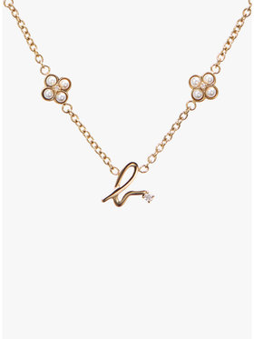 FEMME ウィメンズ b.ロゴ フラワーモチーフ パール ネックレス "Double bloom" ゴールド