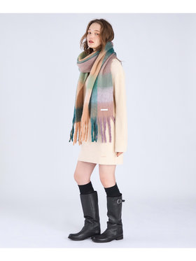 To b. by agnès b. WEB限定 ブロックチェック ストール ブラウン系その他