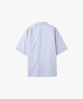 HOMME メンズ メンズ "b."ロゴ 刺繍 コットン 開襟 半袖 シャツ "Mag" ブルー系その他