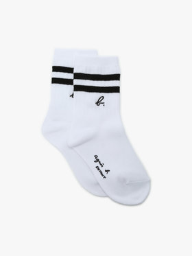 ENFANT ユニセックス キッズ "b." ロゴ ダブルライン ソックス ホワイト