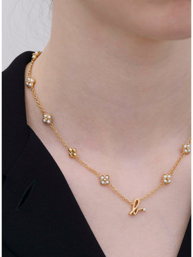 FEMME ウィメンズ b.ロゴ フラワーモチーフ パール ネックレス "Double bloom" ゴールド