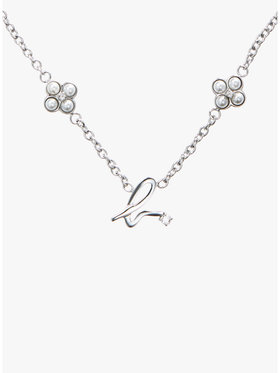 FEMME ウィメンズ "b."ロゴ フラワーモチーフ パール ネックレス "Double bloom" シルバー