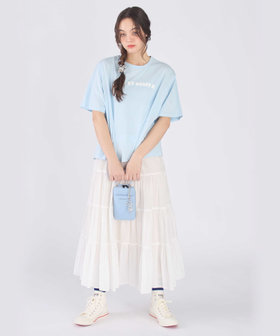 To b. by agnès b. ロゴ パフプリント コットン 半袖 Tシャツ ブルー
