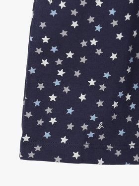 ENFANT ガールズ キッズ "b."ロゴ プリント コットン 半袖 ドッキング ワンピース "Road" ネイビー