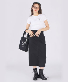 To b. by agnès b. "To b."ロゴ コットン 半袖 クロップド Tシャツ ホワイト