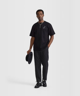 HOMME メンズ メンズ "b."ロゴ 刺繍 コットン 半袖 Tシャツ "Chris" ブラック