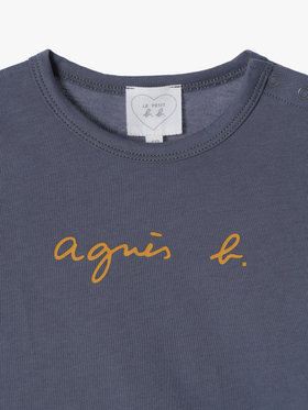 ENFANT ベビー ベビー ロゴ コットン 長袖 Tシャツ グレー
