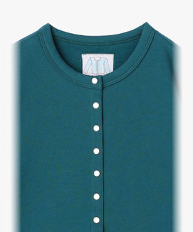 FEMME ウィメンズ オーガニックコットン メルトン 長袖 カーディガンプレッション "Le Classique" グリーン系その他