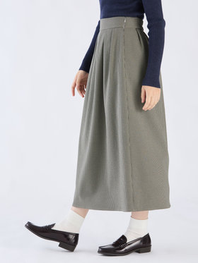 To b. by agnès b. 【Outlet】WW57 JUPE チェックタックロングスカート カーキ