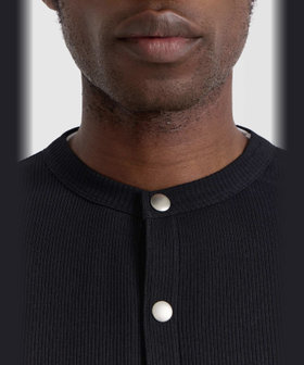 HOMME メンズ メンズ コットン リブ カーディガンプレッション ブラック