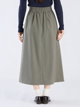 To b. by agnès b. 【Outlet】WW57 JUPE チェックタックロングスカート カーキ