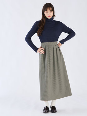 To b. by agnès b. 【Outlet】WW57 JUPE チェックタックロングスカート カーキ