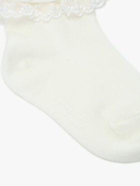 ENFANT ガールズ キッズ "b."ロゴ刺繍 フリル レース ソックス ホワイト