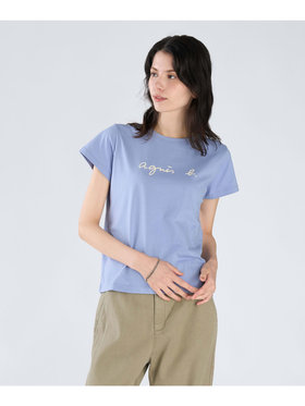 FEMME ウィメンズ ロゴプリント コットン 半袖Tシャツ "Brando" ブルー系その他