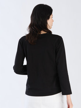 FEMME ウィメンズ アイコニック プリント コットン 長袖 Tシャツ ”Sarajevo heart” ブラック
