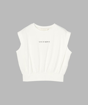 To b. by agnès b. ロゴ コットン フレンチスリーブ トップス ホワイト