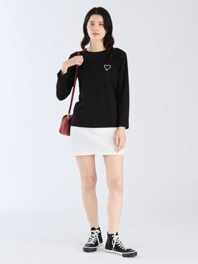 FEMME ウィメンズ アイコニック プリント コットン 長袖 Tシャツ ”Sarajevo heart” ブラック