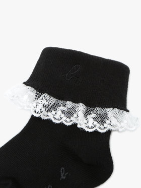 ENFANT ベビー ベビー "b."ロゴ刺繍 フリル レース ソックス ブラック