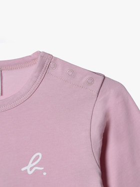 ENFANT ベビー ベビー ロゴ ハート プリント コットン 長袖 Tシャツ ピンク