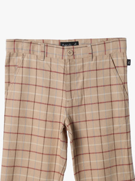 ENFANT ユニセックス 【Outlet】キッズ チェック コットン フルレングス パンツ ベージュ