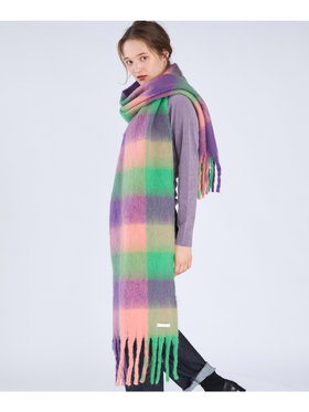 To b. by agnès b. WEB限定 ブロックチェック ストール ブラック系その他