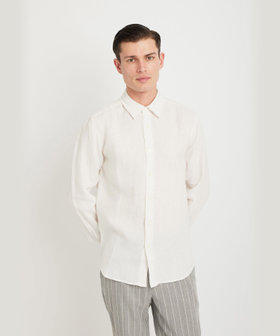 HOMME メンズ メンズ リネンキャンバス 長袖 シャツ "Andr?" ベージュ