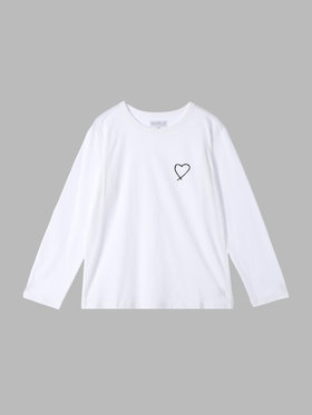 FEMME ウィメンズ アイコニック プリント コットン 長袖 Tシャツ ”Sarajevo heart” ホワイト