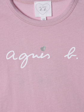 ENFANT ベビー ベビー ロゴ ハート プリント コットン 長袖 Tシャツ ピンク