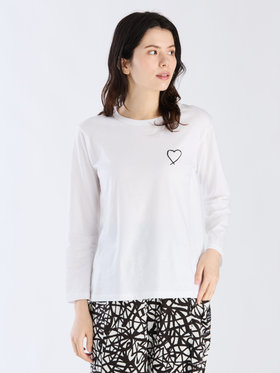 FEMME ウィメンズ アイコニック プリント コットン 長袖 Tシャツ ”Sarajevo heart” ホワイト