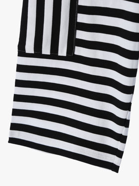 ENFANT ユニセックス キッズ 細ボーダー コットン ハーフ パンツ Lezard ホワイト×ブラック