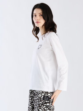 FEMME ウィメンズ アイコニック プリント コットン 長袖 Tシャツ ”Sarajevo heart” ホワイト