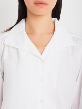 FEMME ウィメンズ コットン オープンカラー 長袖 ブラウス ホワイト