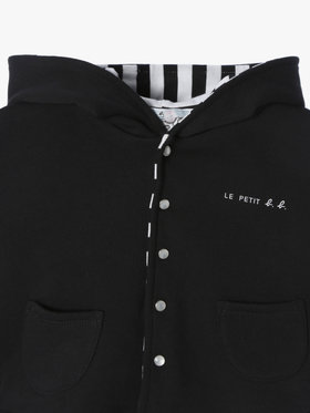 ENFANT ベビー ベビー ”b.b.”ロゴ コットン リバーシブル ポンチョ ブラック