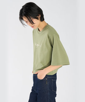 FEMME ウィメンズ ロゴ コットン 5分袖 Tシャツ "Yoko" カーキ