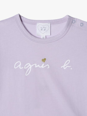 ENFANT ベビー ベビー ロゴ ハート プリント コットン 長袖 Tシャツ パープル系その他