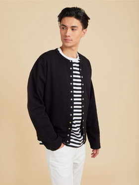 HOMME メンズ メンズ コットン 細ボーダー 半袖Tシャツ "Coulos" ホワイト×ブラック