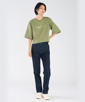 FEMME ウィメンズ ロゴ コットン 5分袖 Tシャツ "Yoko" カーキ